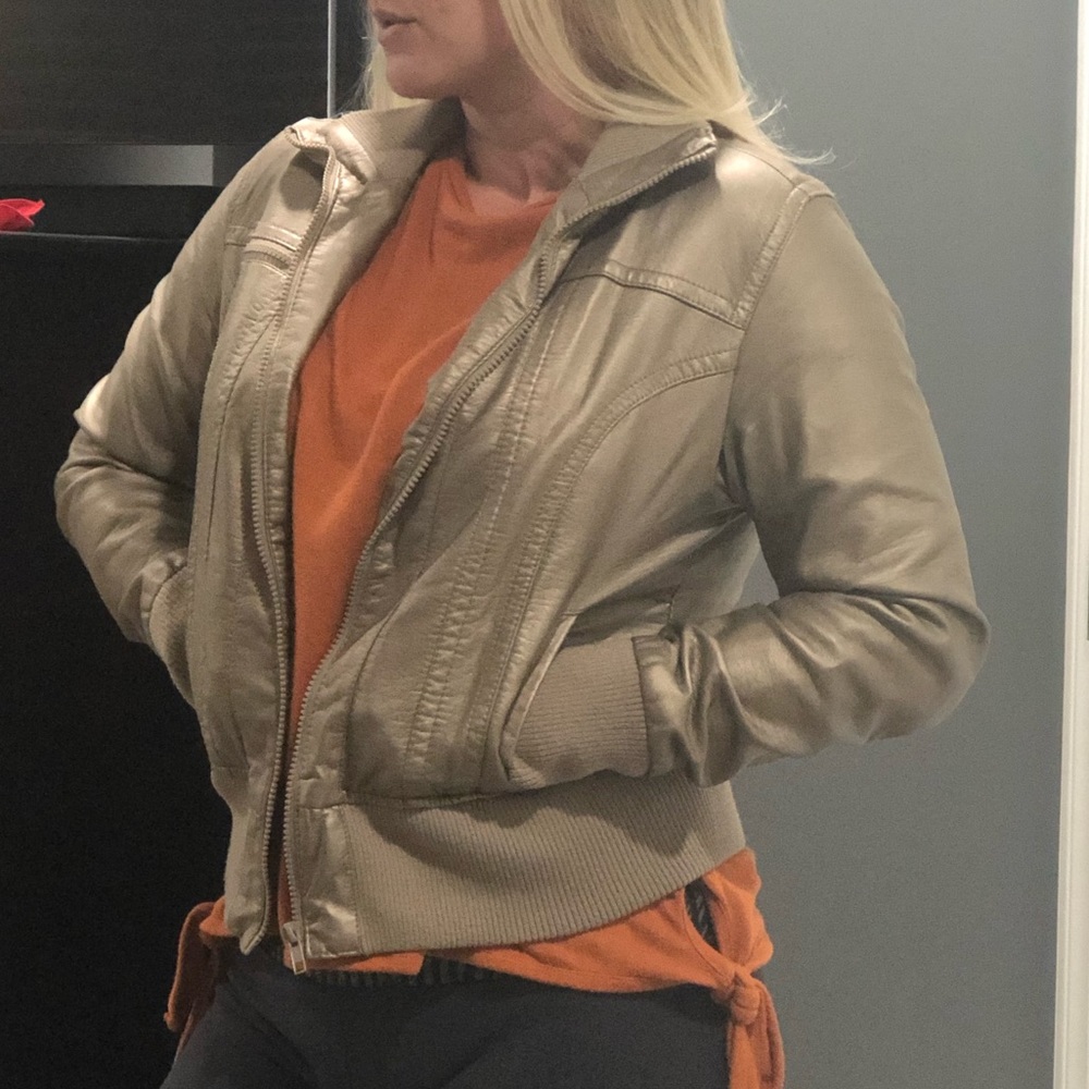 Champagne leather jacket